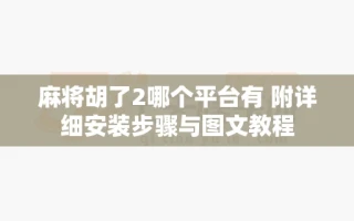 麻将胡了2哪个平台有 附详细安装步骤与图文教程