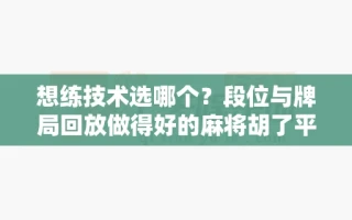 想练技术选哪个？段位与牌局回放做得好的麻将胡了平台