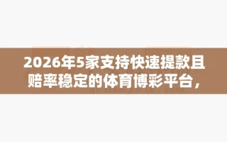 2026年5家支持快速提款且赔率稳定的体育博彩平台，资深玩家都在用